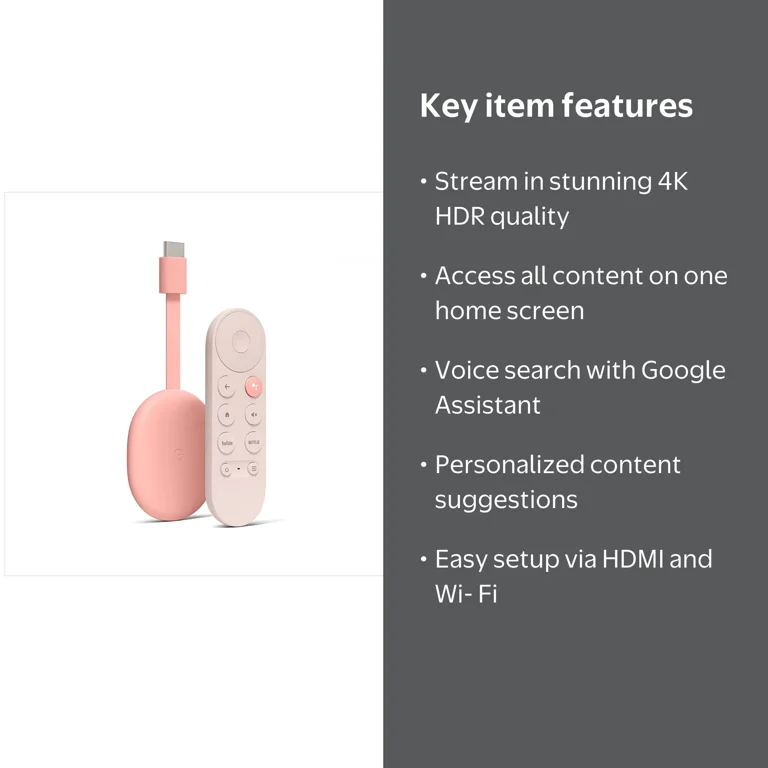Google Chromecast - Android, HDR, 4K Streaming Entertainment with