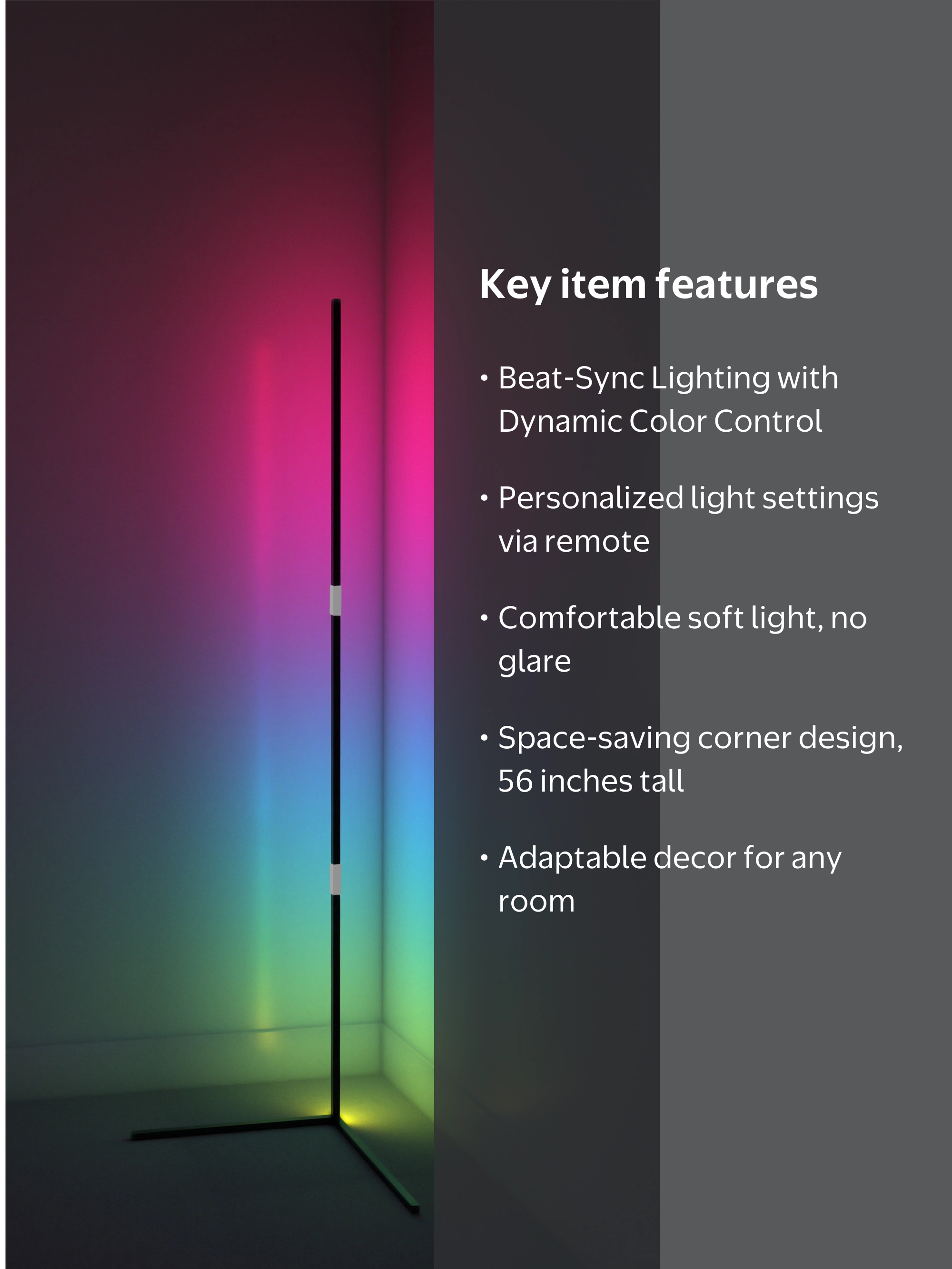 Vivitar RGB Corner Light Bar, Reacts to Music and Sound with LED