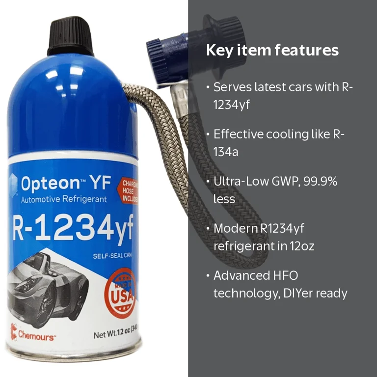 補充　Replenish①　英語 Opteon, R1234yf Refrigerant, 12 Ounce, With Recharge Hose