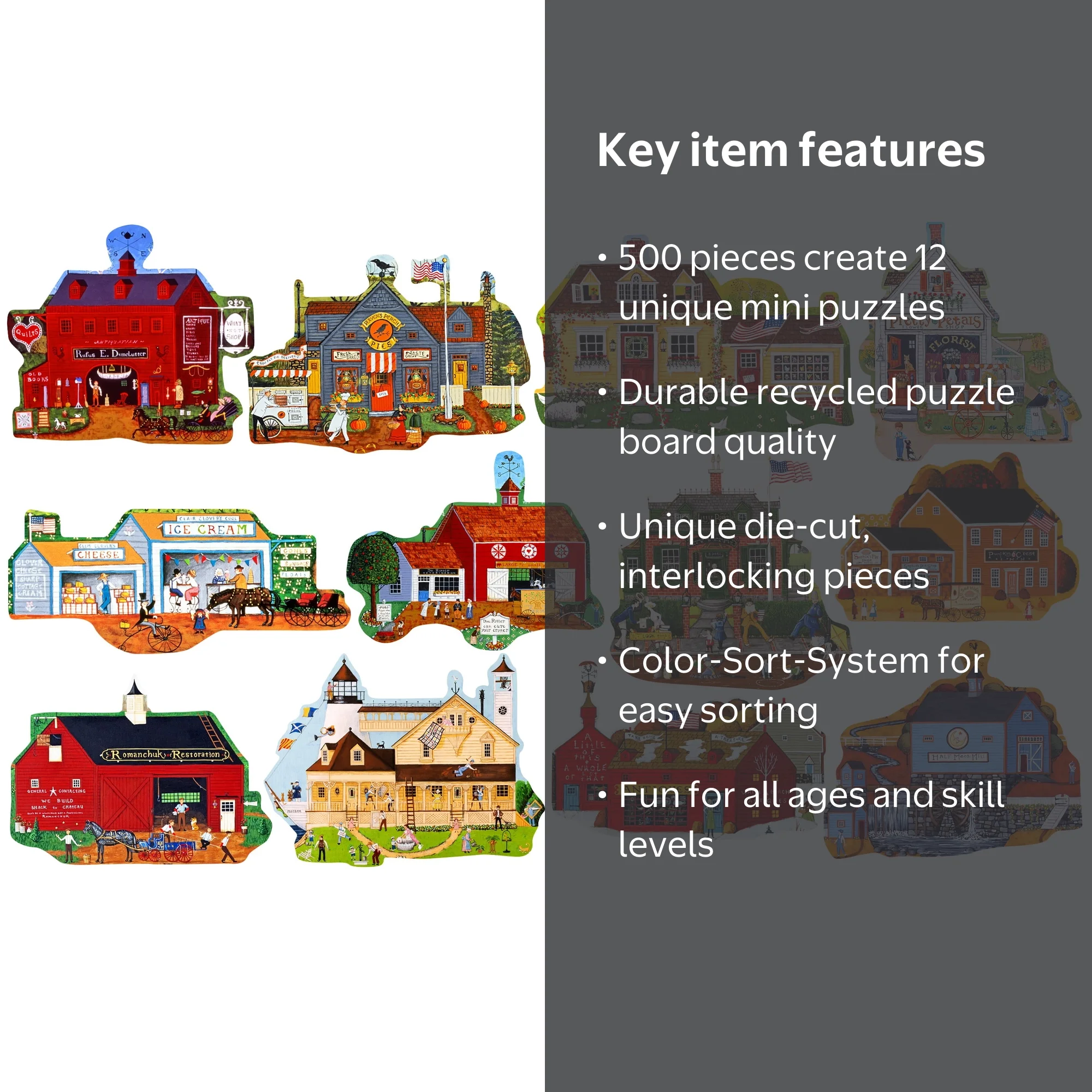 Cra-Z-Art Multi-Shaped 500-Piece Main Street Jigsaw Puzzle