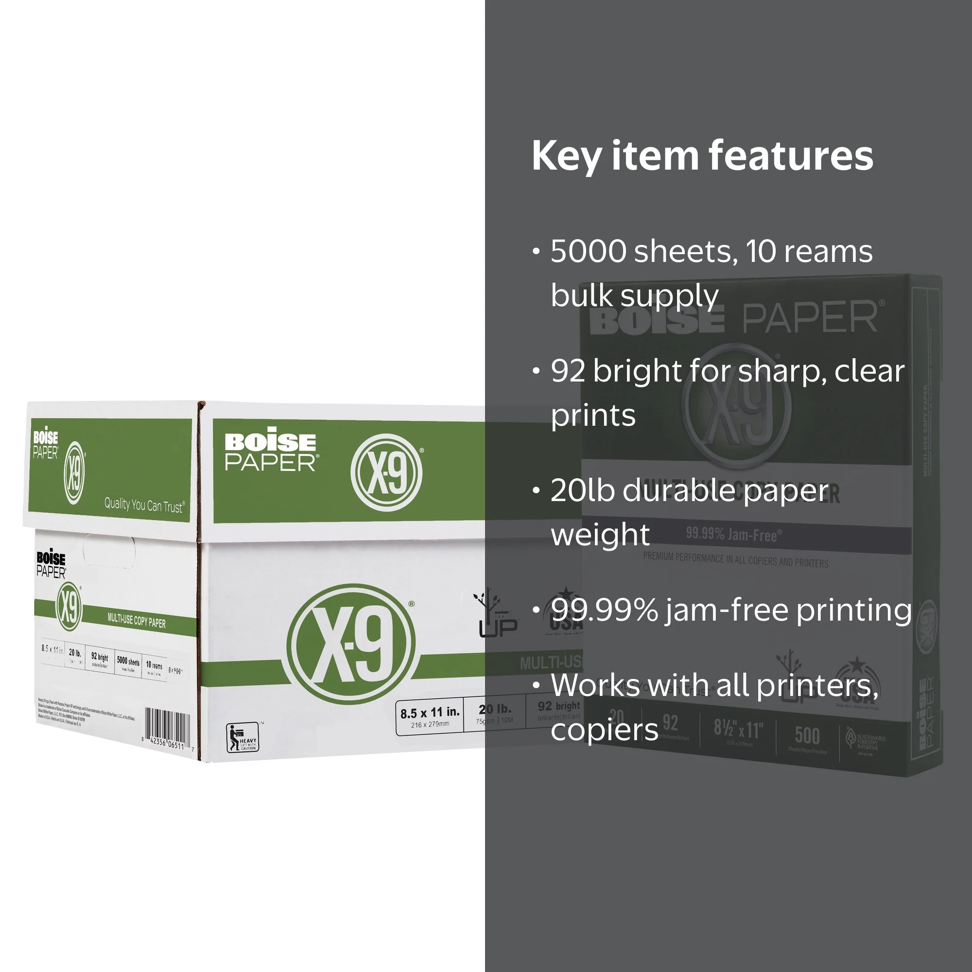BOISE X-9 Multi-Use Copy Paper, 8.5