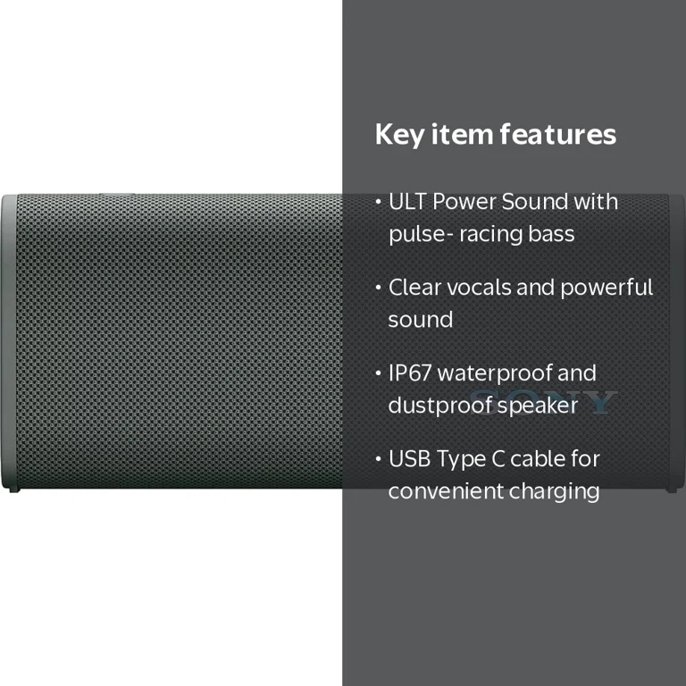 Sony, ULT Field 3 Wireless Portable Bluetooth Speaker, Gray