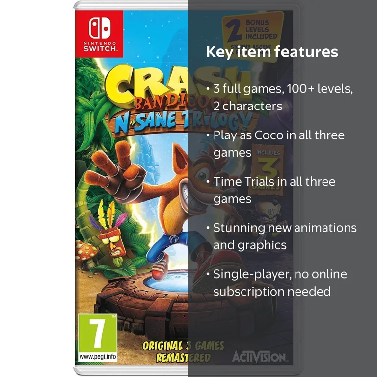 Activision Crash N. Sane Trilogy, Nintendo Switch, 047875881990, 3