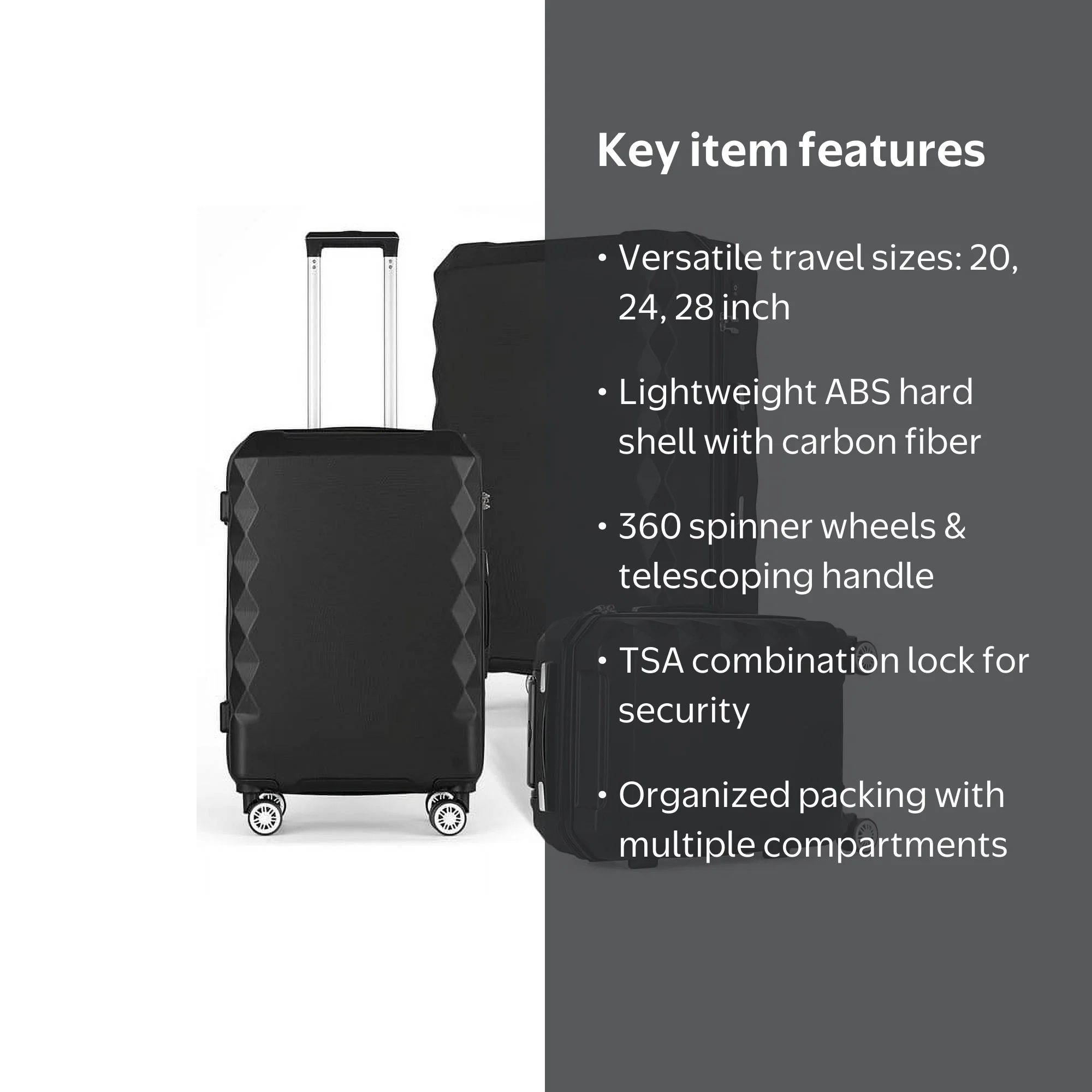 Hikolayae Rachel Collection - Three Piece Hardside Spinner Luggage