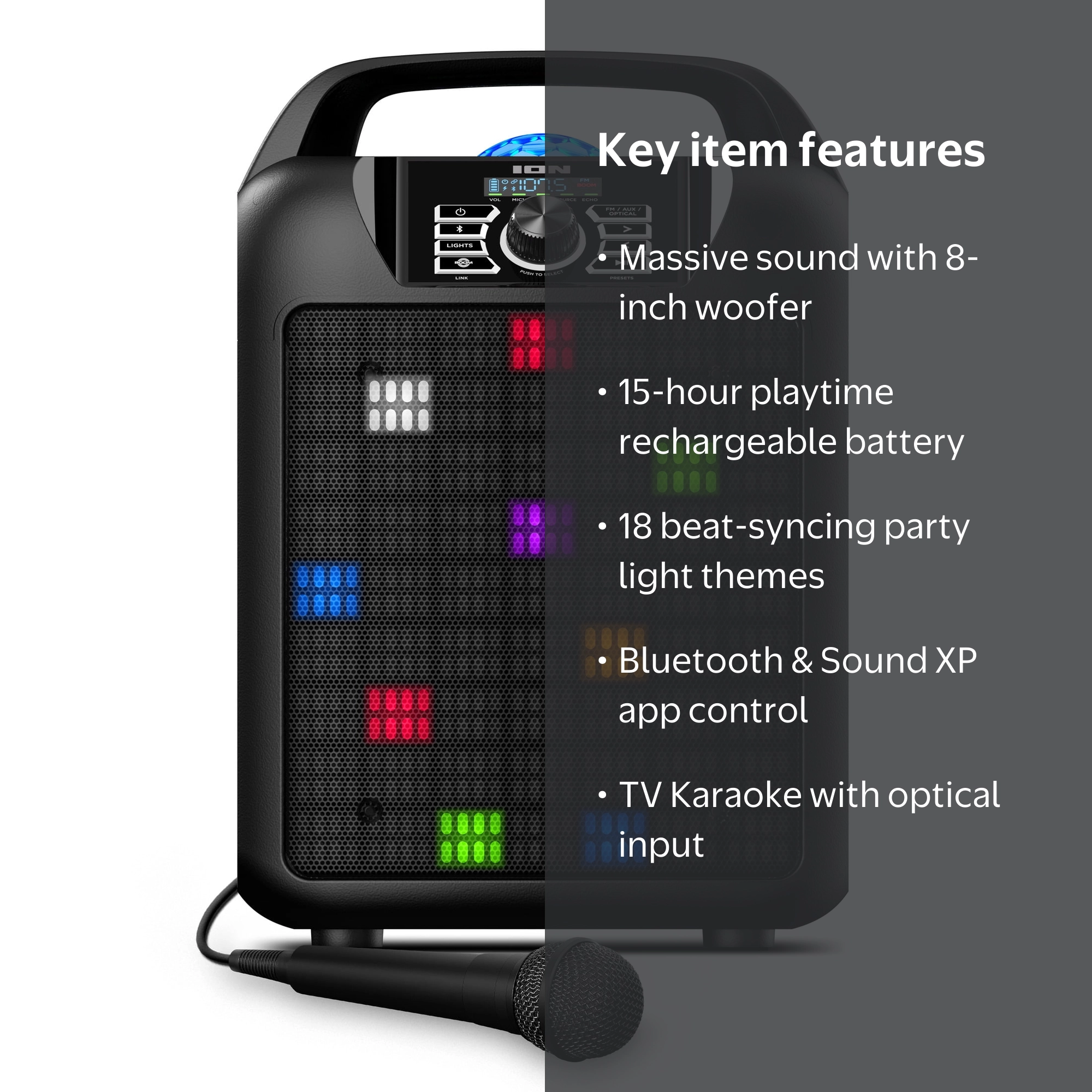 ION Audio Party Rocker Max - Portable Speaker with Customizable