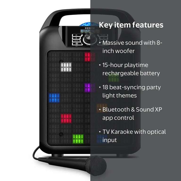 ION Audio Party Rocker Max - Portable Speaker with Customizable