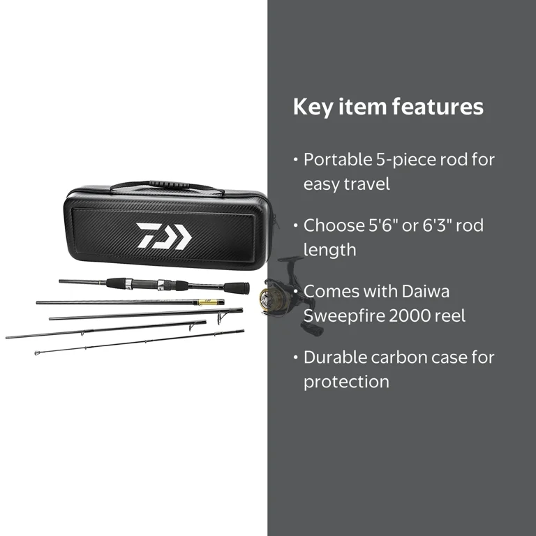 Daiwa Carbon Case Travel Spinning Rod and Reel Combo Kit