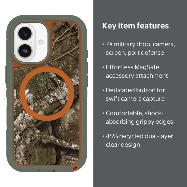 OtterBox iPhone17用ケース 迷彩柄 オレンジ・グリーン OtterBox Defender Series Pro XT Case with MagSafe for iPhone 17