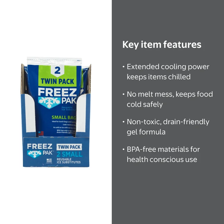Freez Pak Reusable Ice Substitute, Twin Pack, Small Bag - Walmart.com