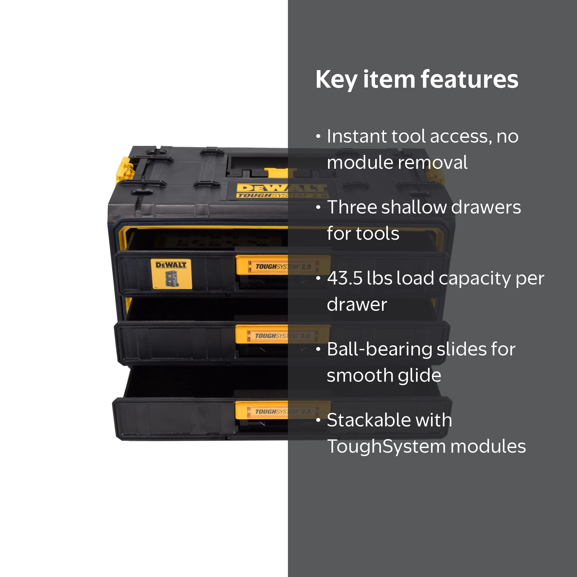 DeWalt DWST08330 Tough System 2.0 Three-Drawer Tool Box Storage