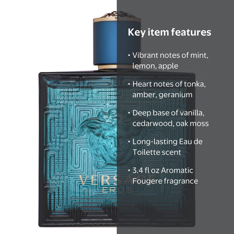 Versace, Eau de Toilette Cologne for Men, 3.4 fl oz, Eros