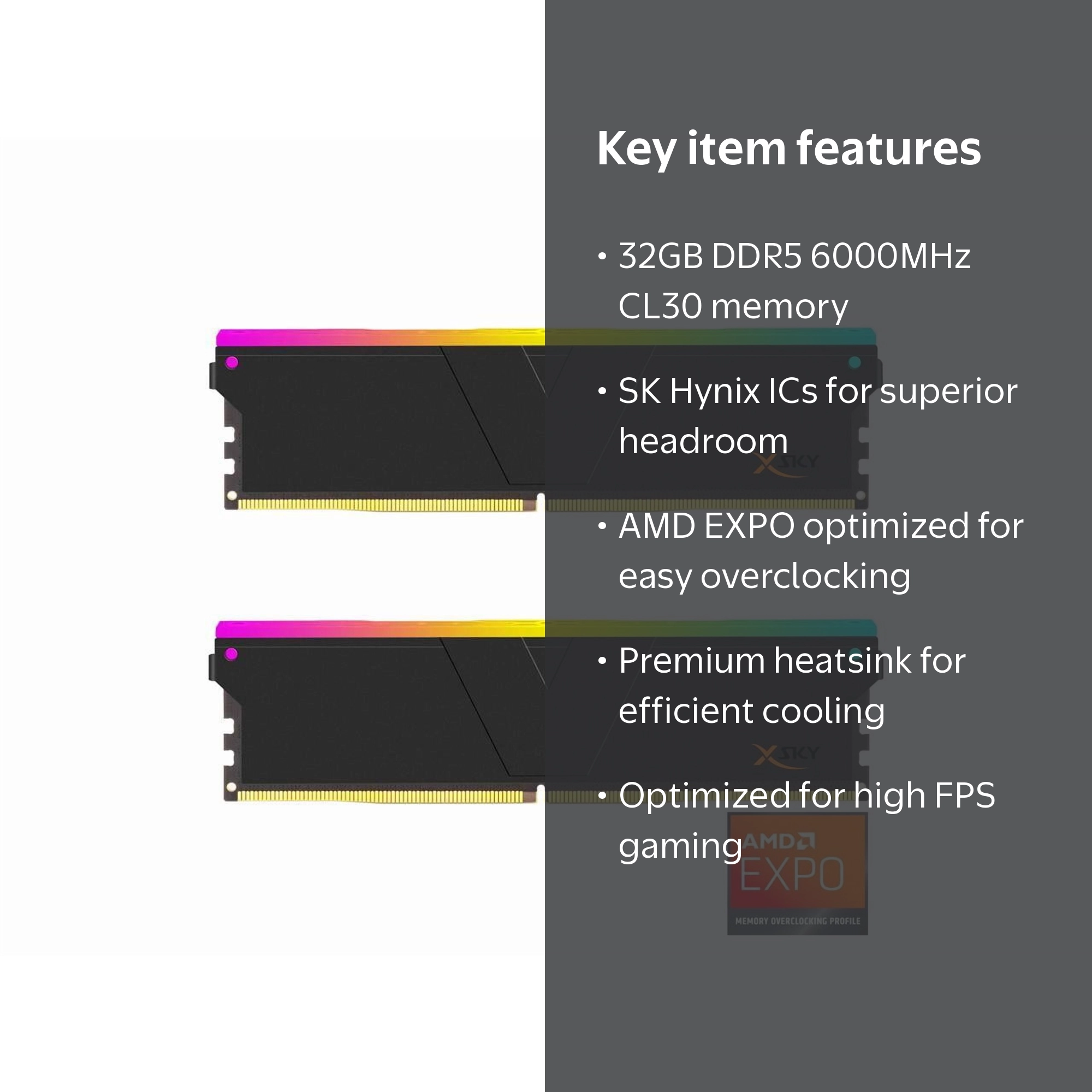 V-COLOR Manta XSky DDR5 32GB (2x16GB) 6000MHz CL30 1.35V SK Hynix