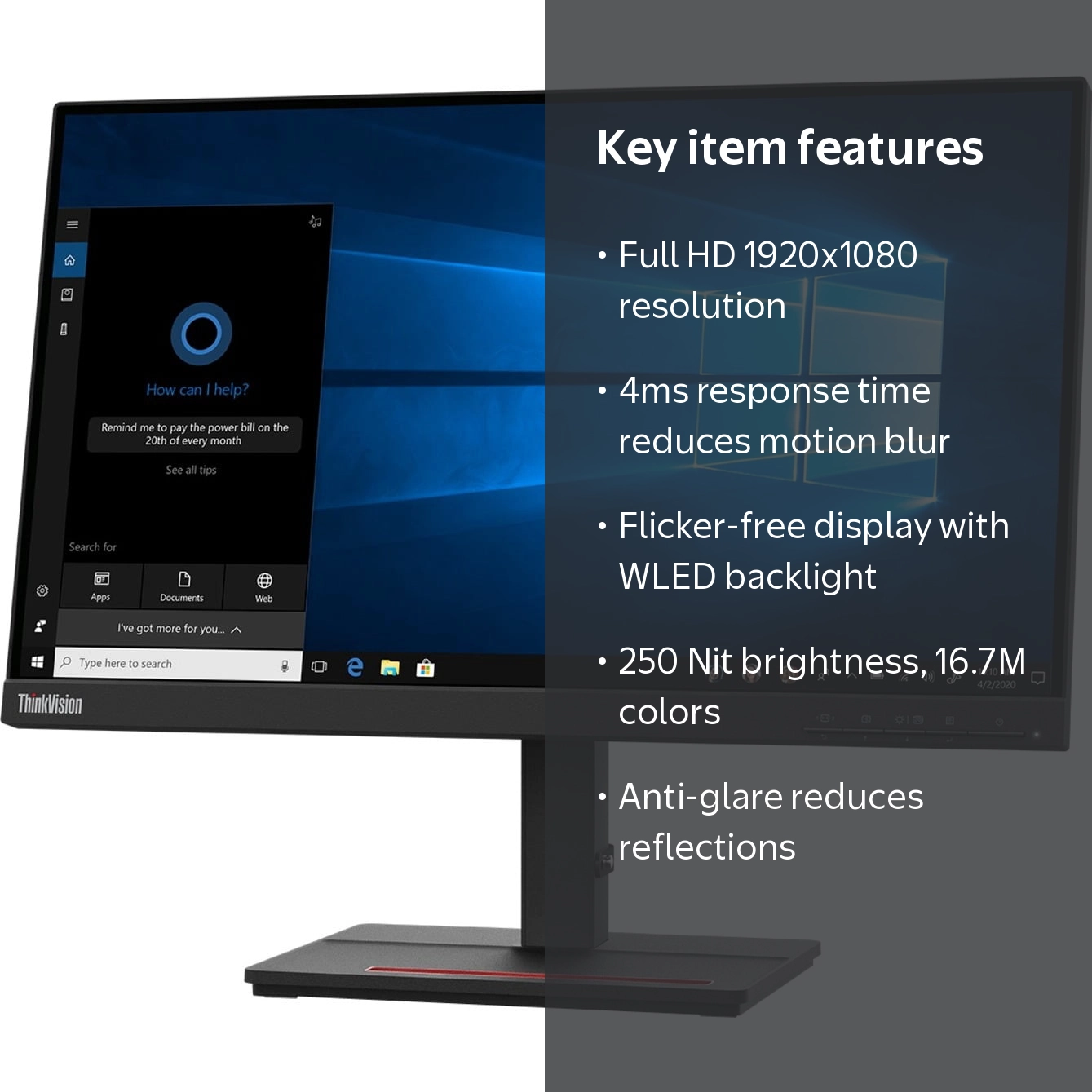Lenovo ThinkVision S24e-20 - 23.8 inch FHD Computer Display with