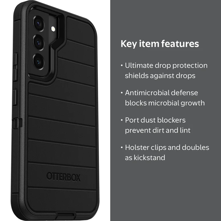OtterBox, Defender Series Pro Case, Black, antimicrobial
