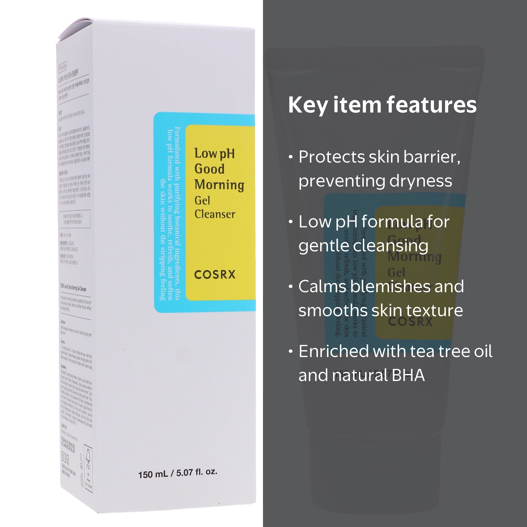COSRX Low pH Good Morning Gel Cleanser, 5.07 fl oz, Gentle