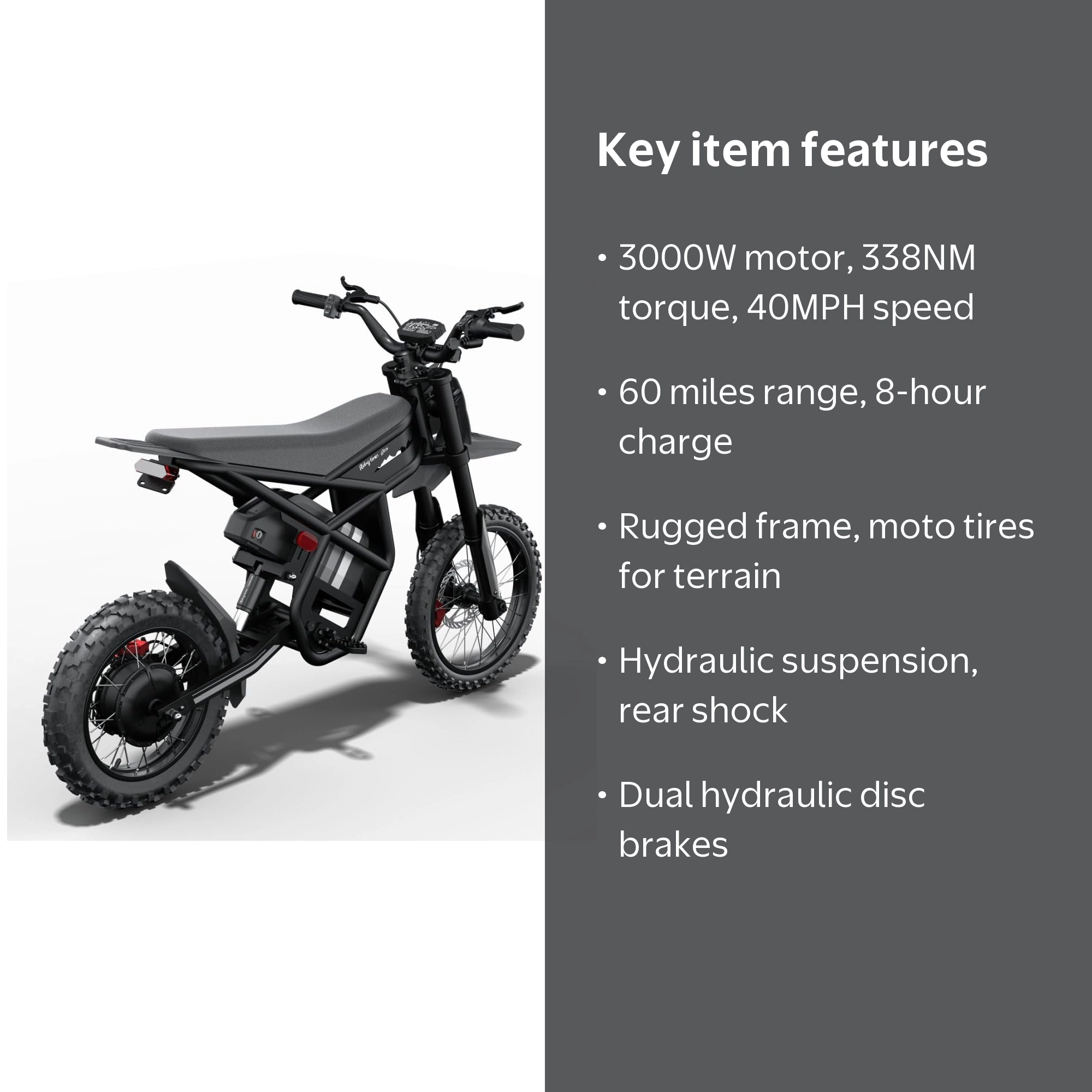 Riding'Times GT54 PRO Electric Dirt Bike 60V 25AH, Off-Road