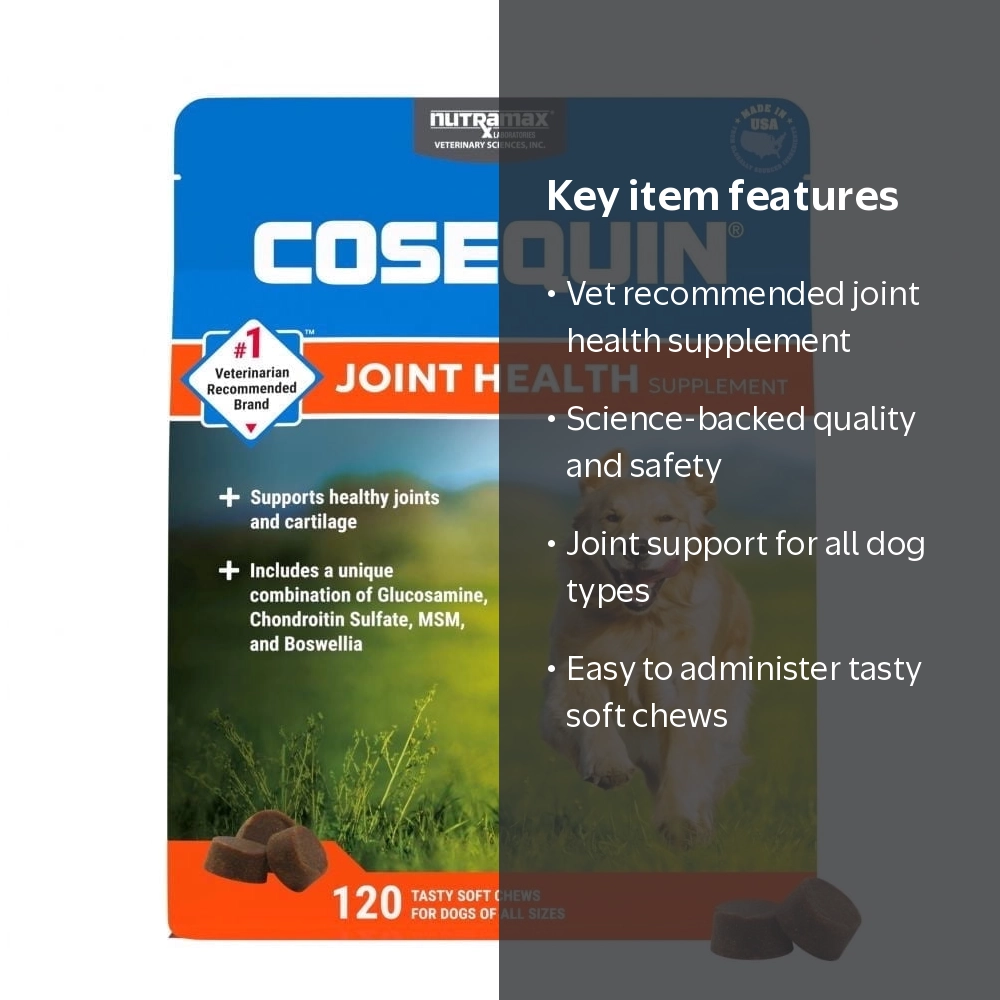 COSEQUIN コセクイン ジョイントヘルス120ソフトチュー Nutramax Cosequin for Dogs Joint Support Soft Chews, 120 ct