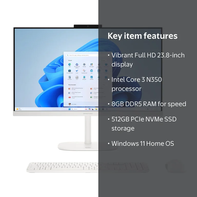 HP OmniStudio 23.8 Inch All-in-One Desktop PC, Full HD Display