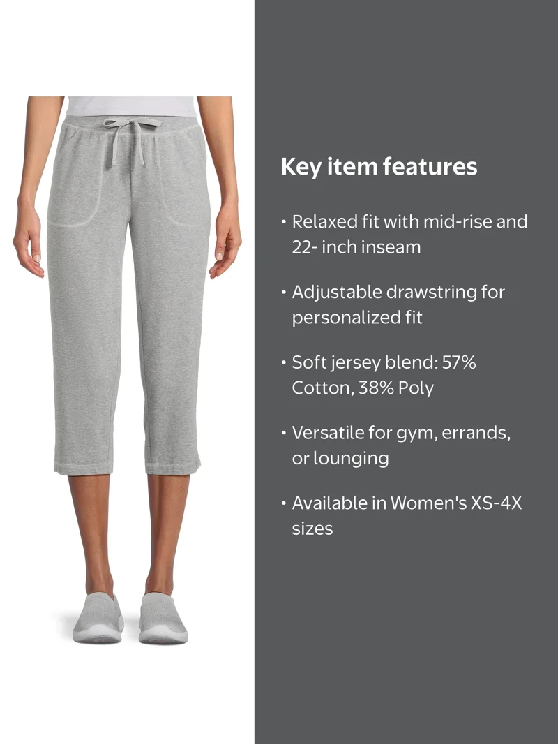 Athletic Works Women's Core Knit Capri Pants, Mid Rise, 22 Inch