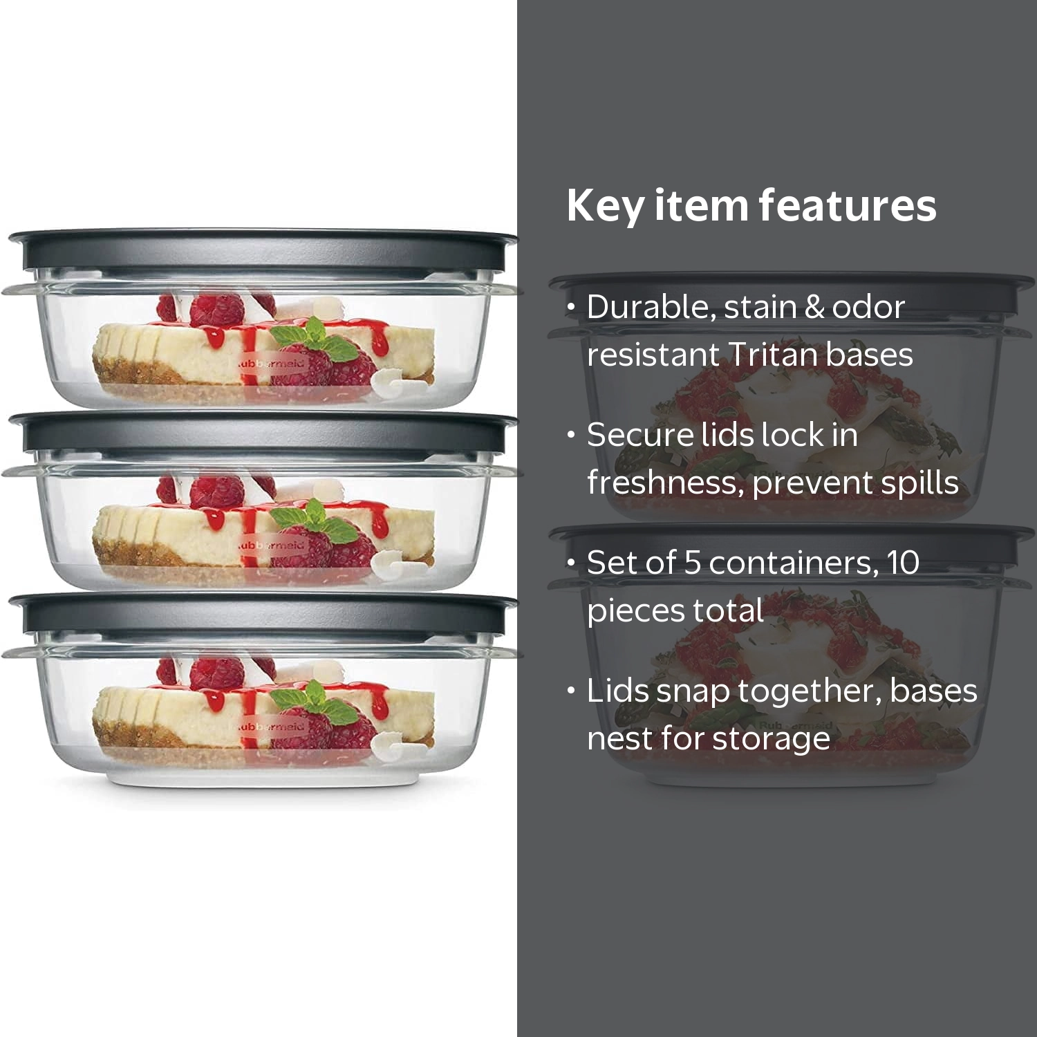 Rubbermaid, Food Storage Containers, Tritan, 10-Piece, Clear