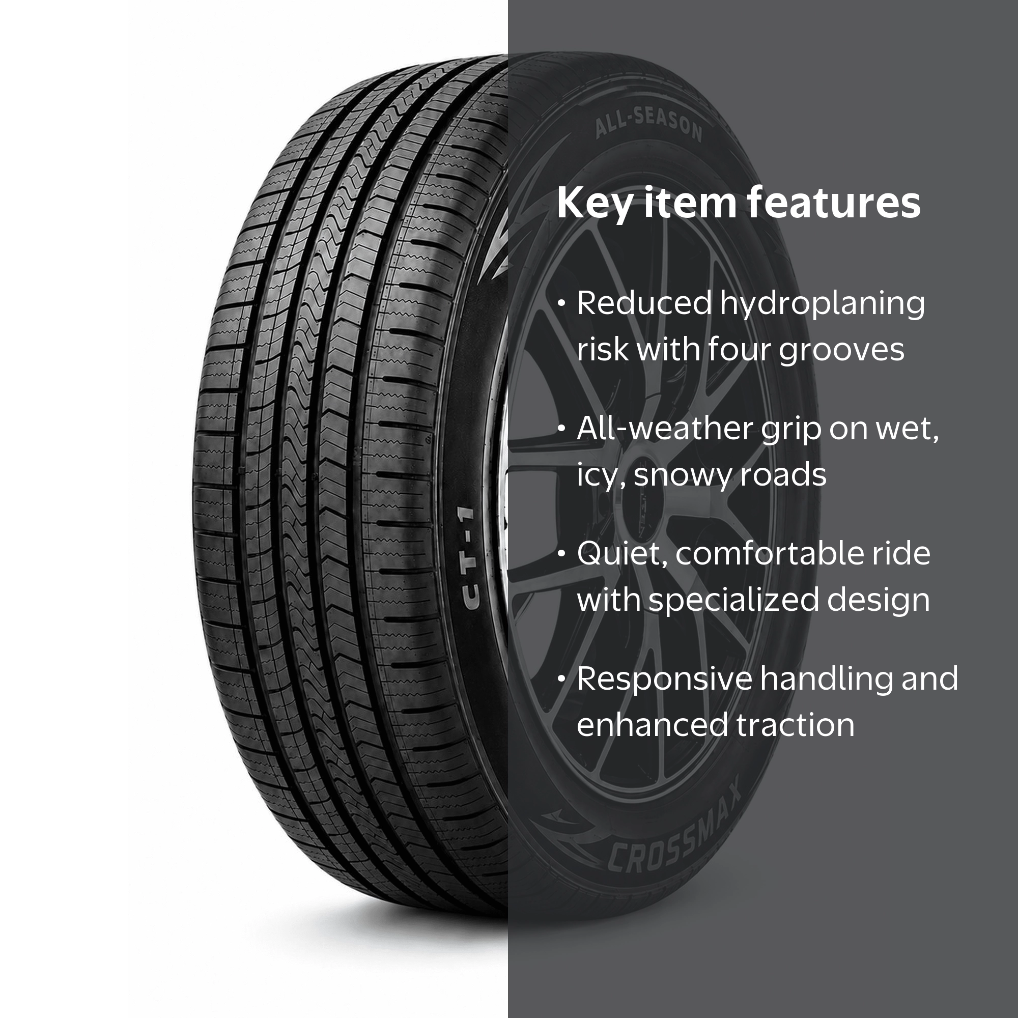 Crossmax 205/65R16 95H CT-1 All Season Tire, Black, Tread Pattern