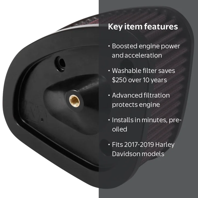 K&N HD-1717 Air Filter, High-Flow, Reusable, Fits 2017-2019 Harley