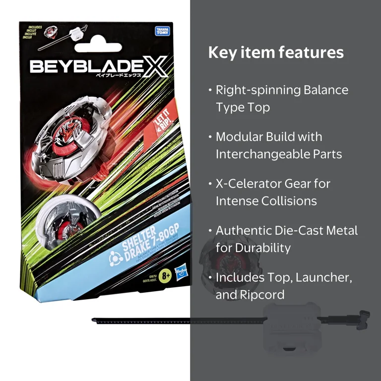 Beyblade X Shelter Drake 7-80GP BX Starter Pack with Top