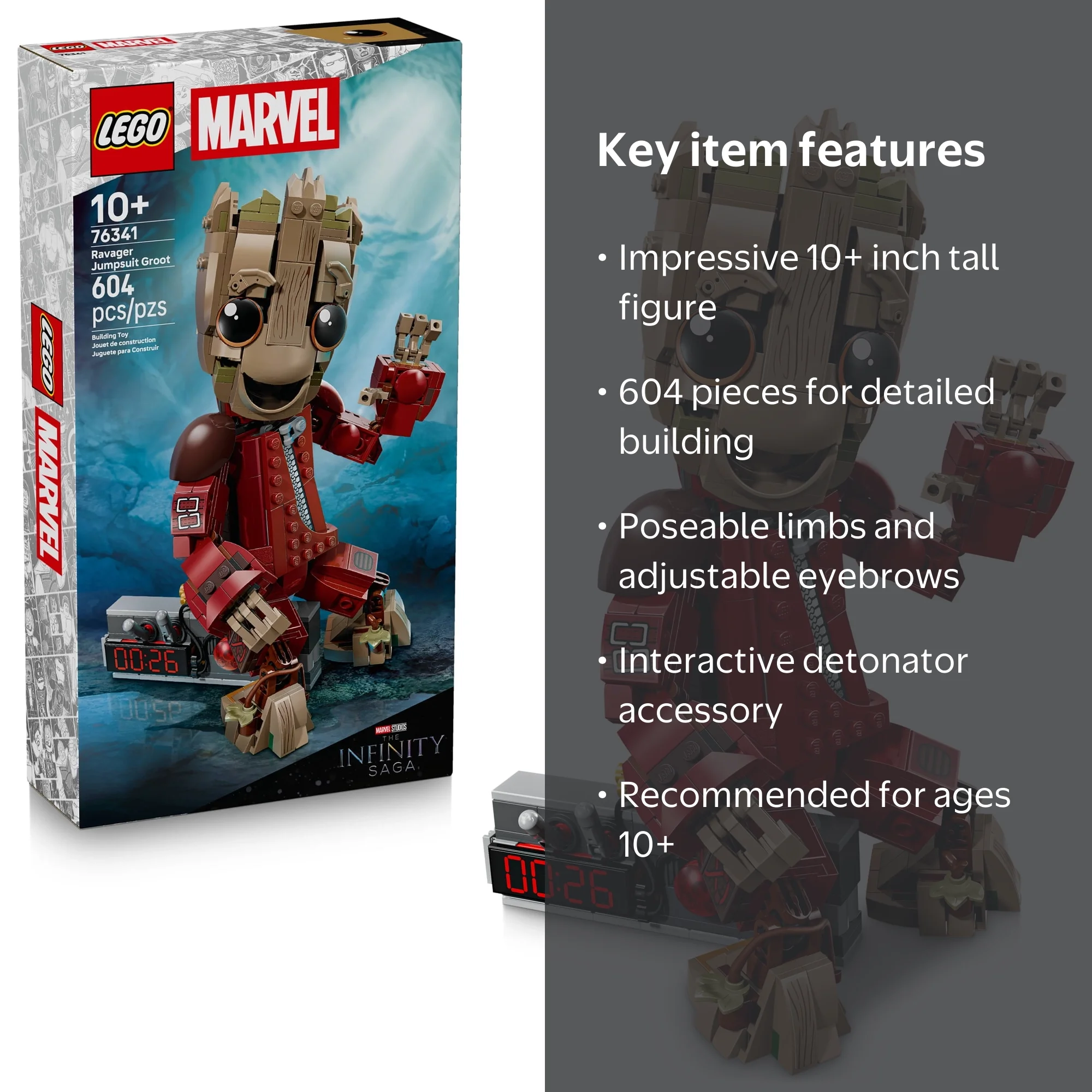LEGO, Marvel Ravager Jumpsuit Groot Building Toy for Kids 604 pcs