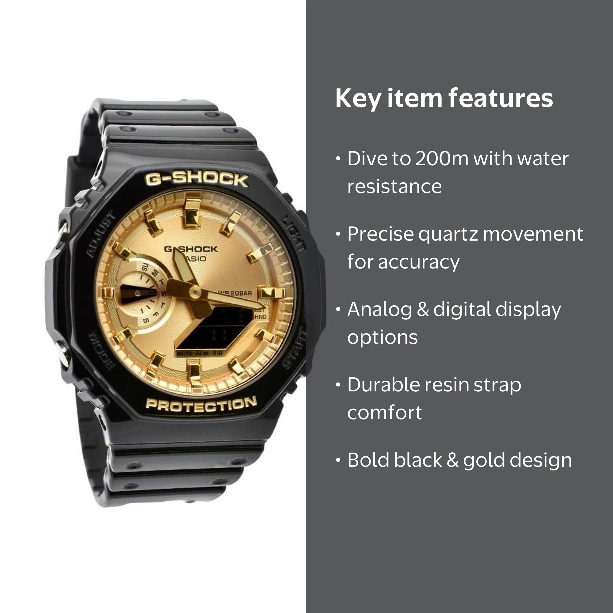 Casio G-Shock Analog Digital Black And Gold Color Resin Strap