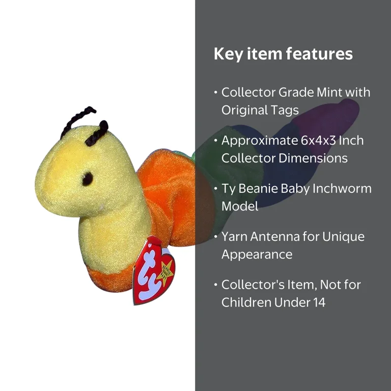 Ty Beanie Baby: Inch the Inchworm - Yarn Antenna | Stuffed Animal