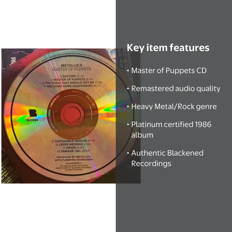 Metallica, Master Of Puppets Remastered CD, Heavy Metal - Walmart.com