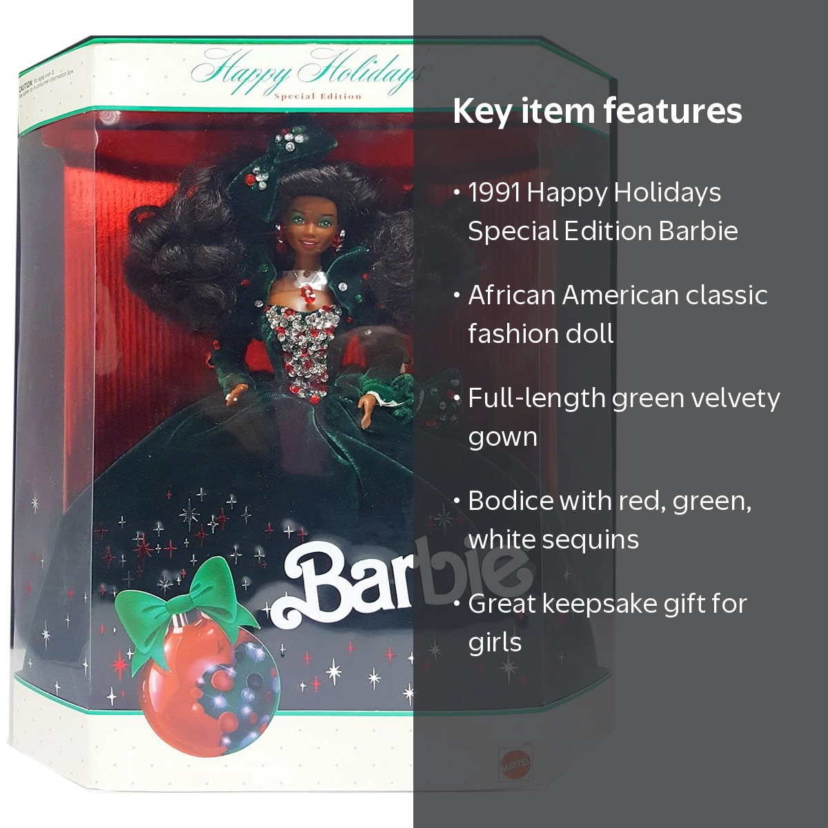 Mattel 1991 Happy Holidays Special Edition African American Barbie
