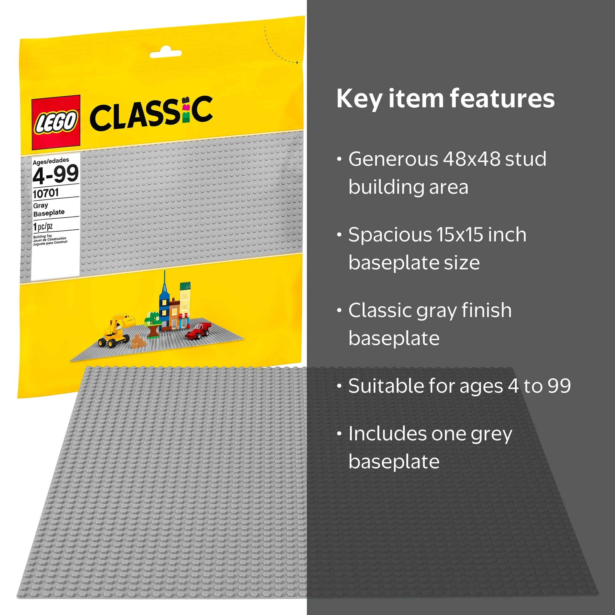 Lego Baseplate Gray 48x48 11024 - Walmart.com