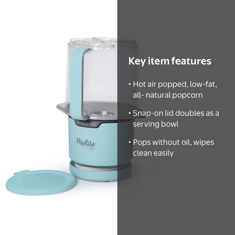 Presto, PopLite My Munch Popcorn Popper, 8 cups, Hot air, No oil
