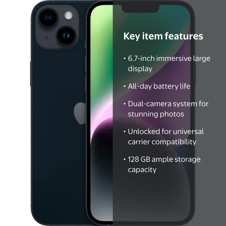 Apple, Restored iPhone 14 Plus, 128 GB Midnight, Carrier Unlocked