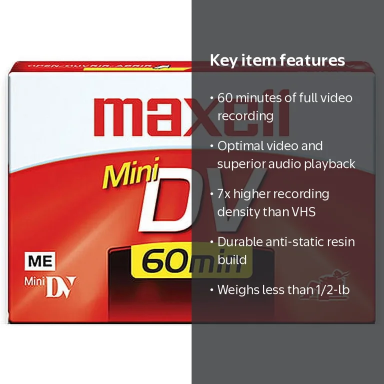 Maxell, MiniDV Videocassette, 60 minutes recording, Single