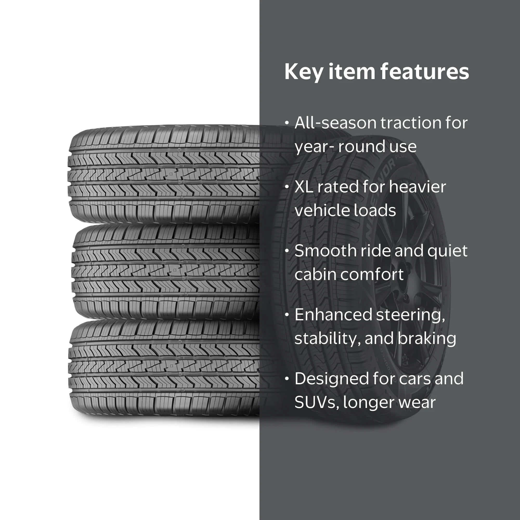 Cooper Endeavor Plus, Set of 4 All Season Tires, 235/60R18 107V XL