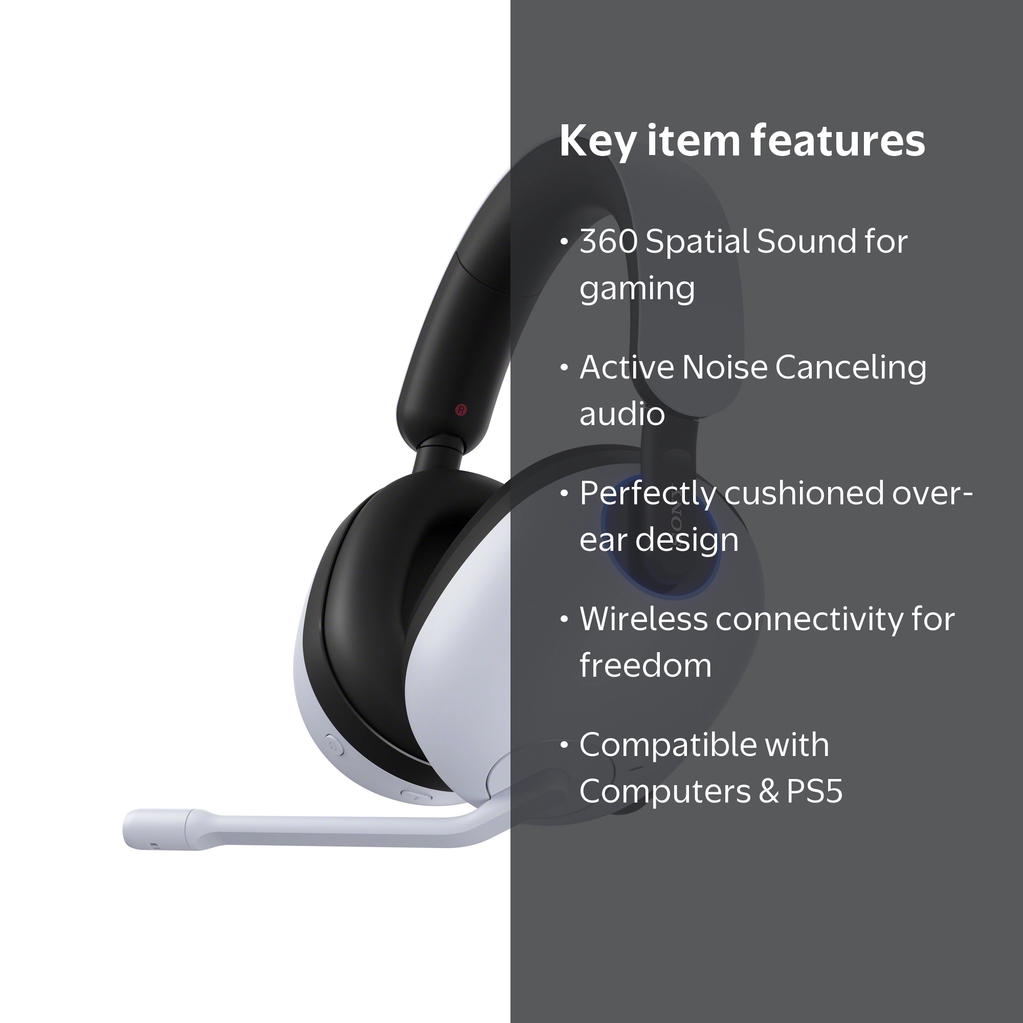 Sony, Gaming Headset, Wireless Noise Canceling, 360 Spatial Sound