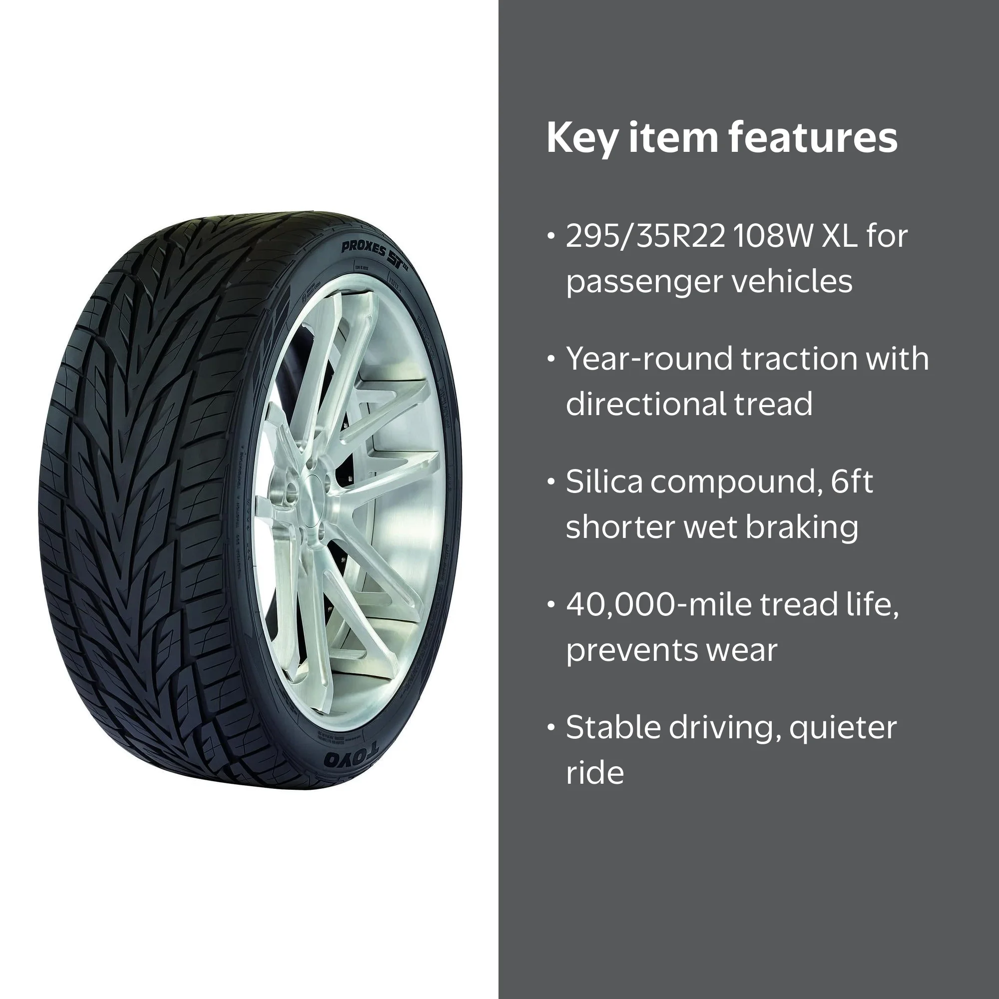 Toyo, Passenger Tire, 295/35R22 108W XL, All Season Performance