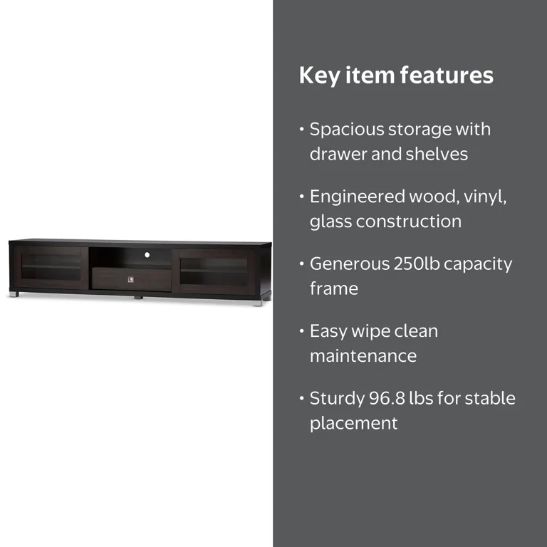 Baxton Studio Beasley 70 - Inch Dark Brown TV Cabinet with 2