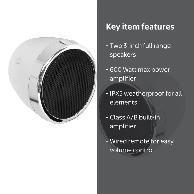BOSS Audio Systems MC425BA Motorcycle Bluetooth Speakers, 3