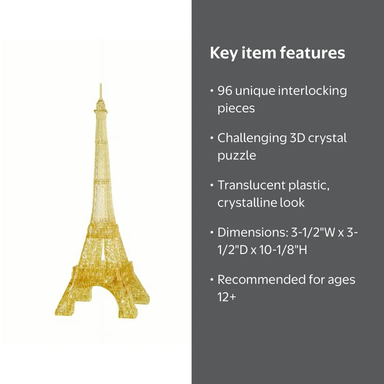 Deluxe 3D Crystal Puzzle - Eiffel Tower - Walmart.com