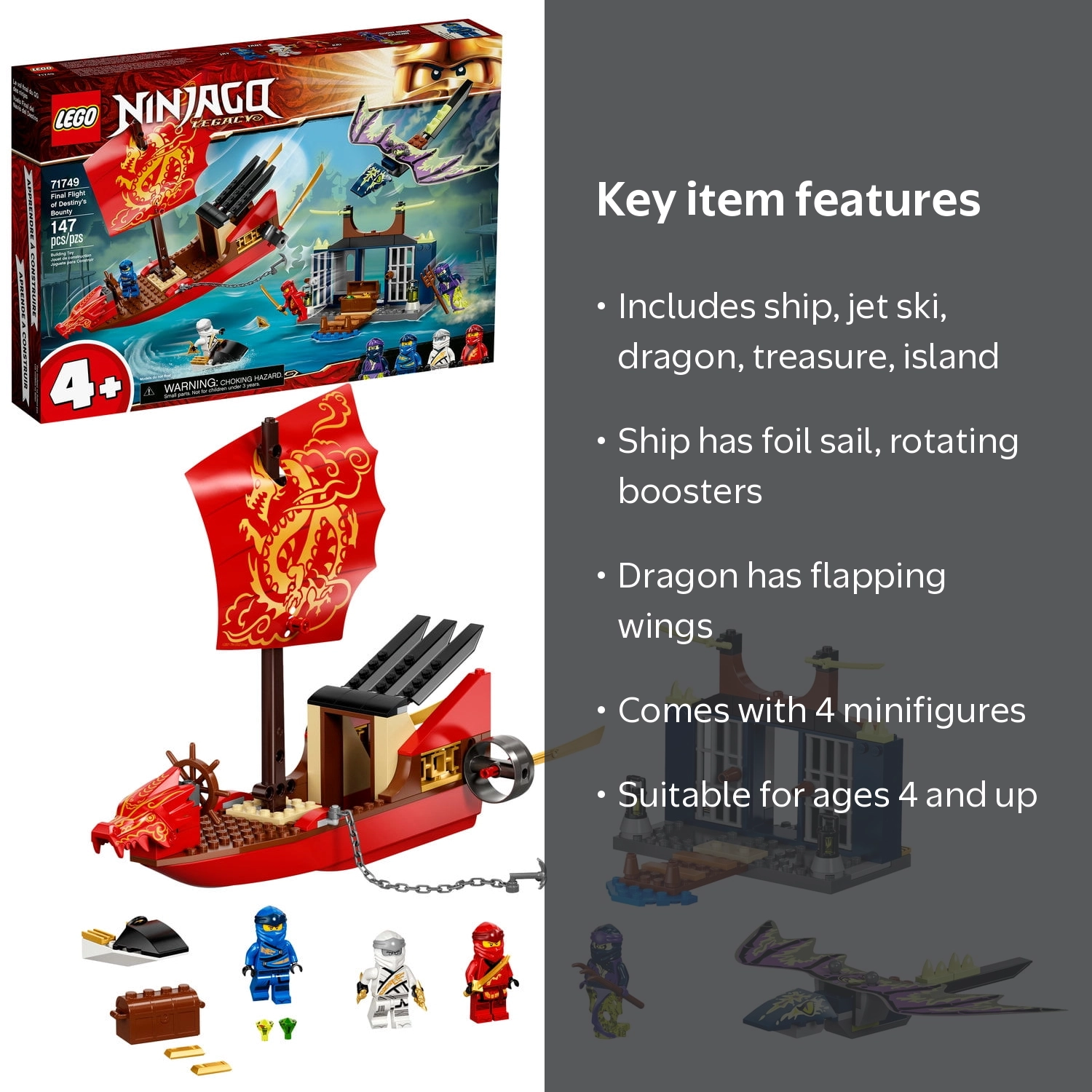LEGO, NINJAGO Final Flight of Destiny's Bounty, 71749, 147 Pieces