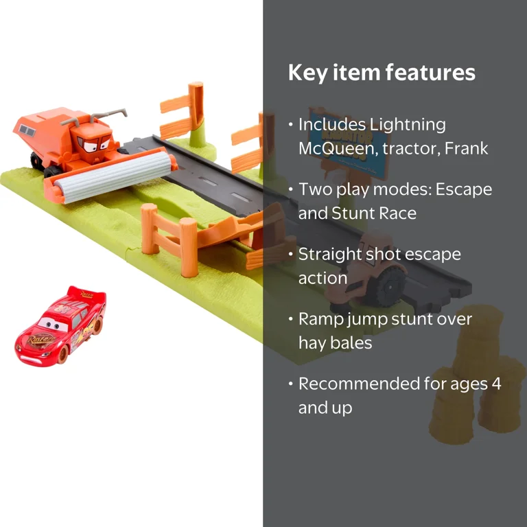 Disney Pixar Cars Frank Escape & Stunt Race Playset with Lightning