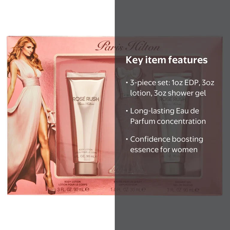 Paris Hilton Rosé Rush Perfume Gift Set for Women, 3 Pieces