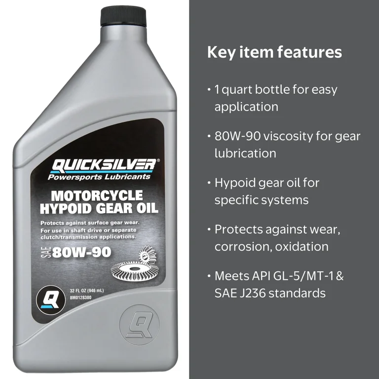 Quicksilver 8M0128380 80W-90 Motorcycle Hypoid Gear Oil, 1 Qt