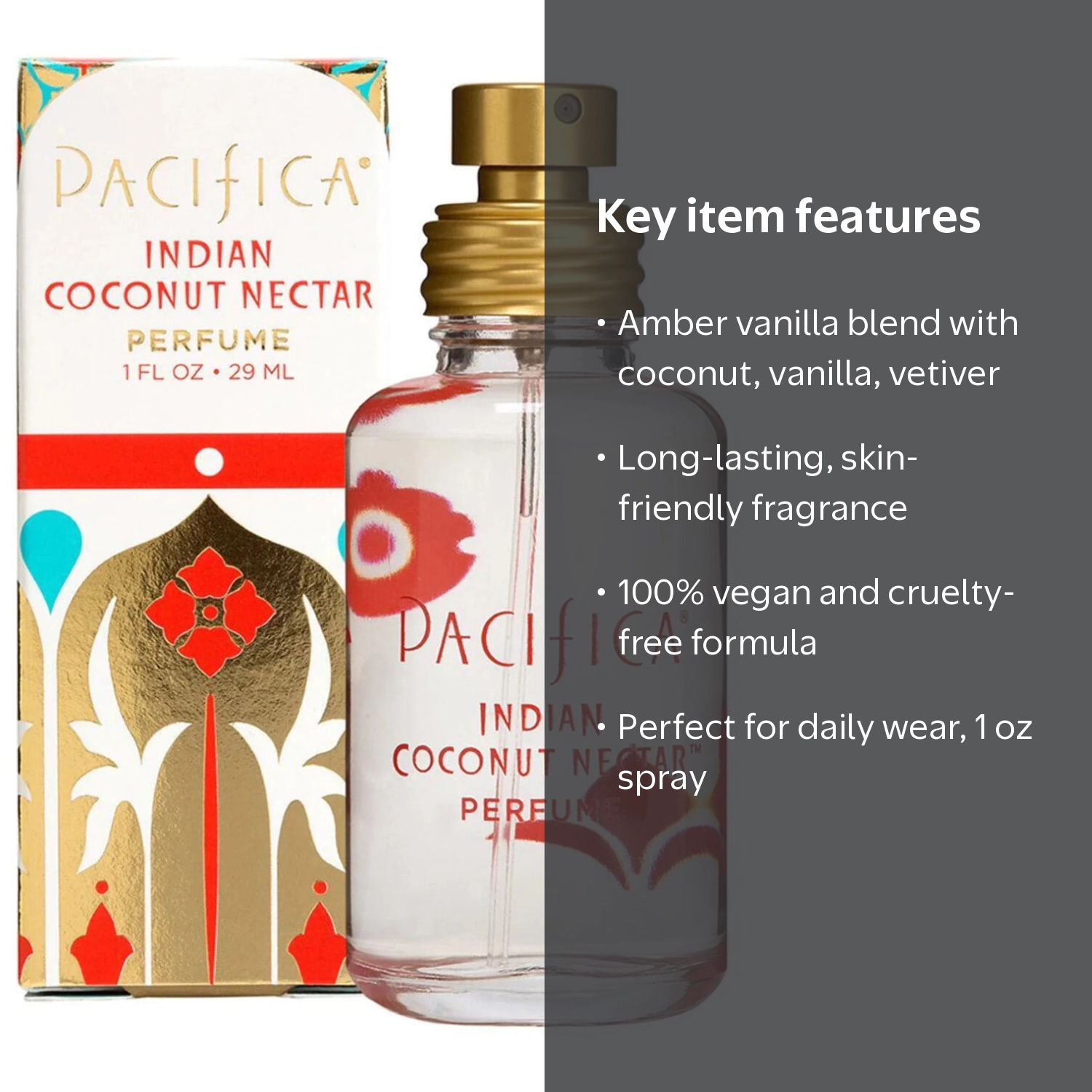 Pacifica, Indian Coconut Nectar Perfume, 1 oz, Sultry vanilla