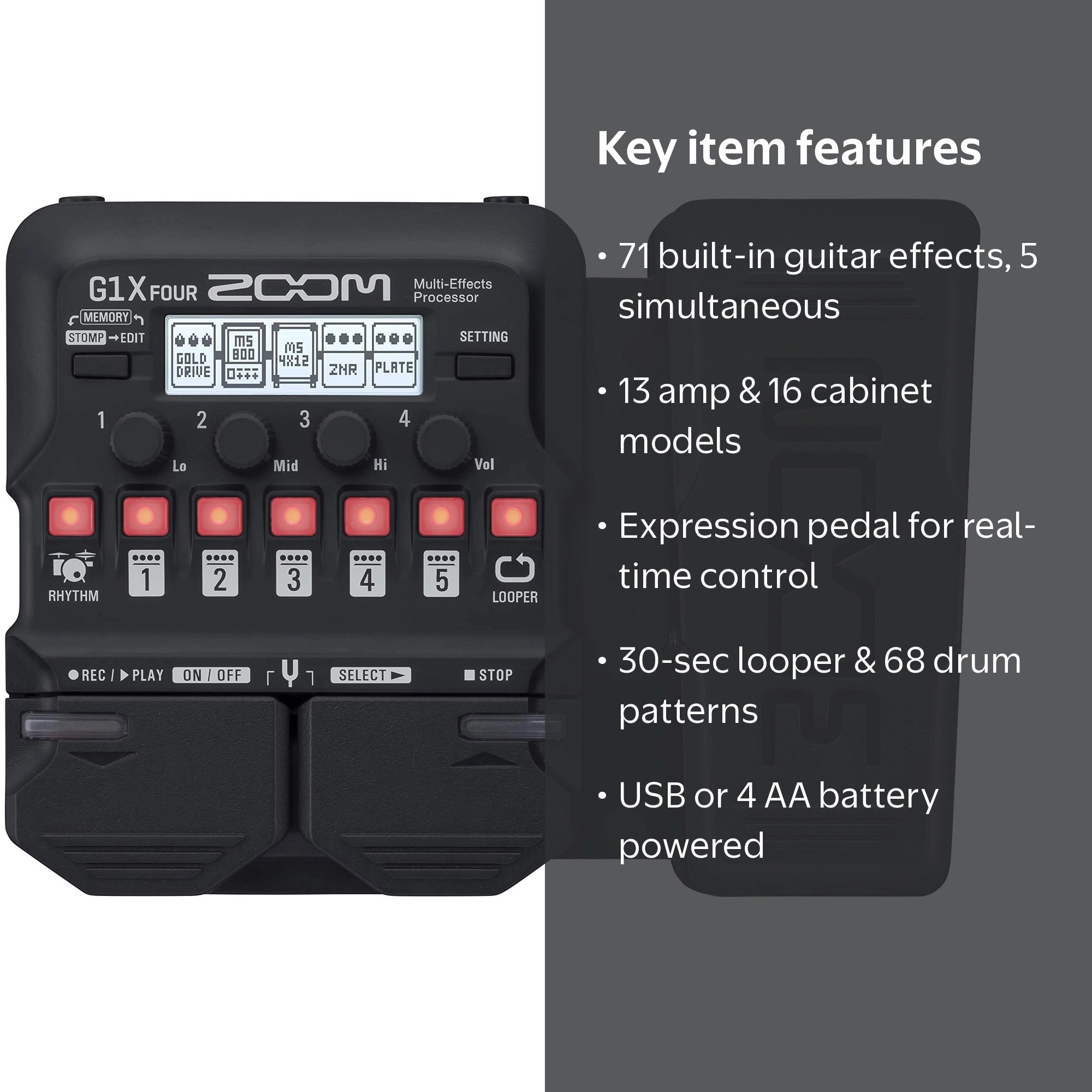 Zoom G1X FOUR Guitar Multi-Effects Processor with 70+ Effects