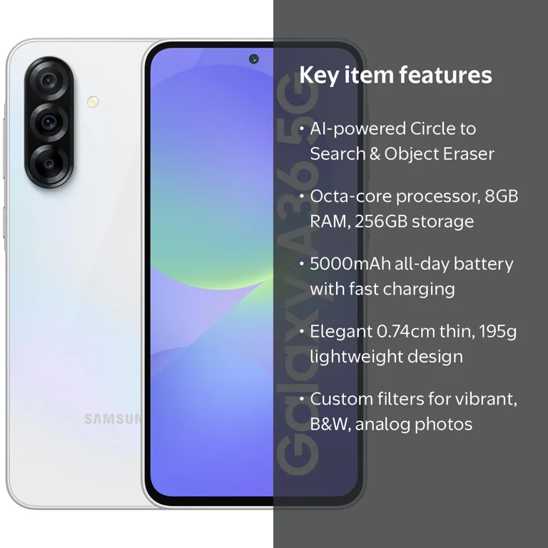 Samsung, AI Smartphone, Galaxy A36 5G 256GB, 8GB RAM Dual SIM