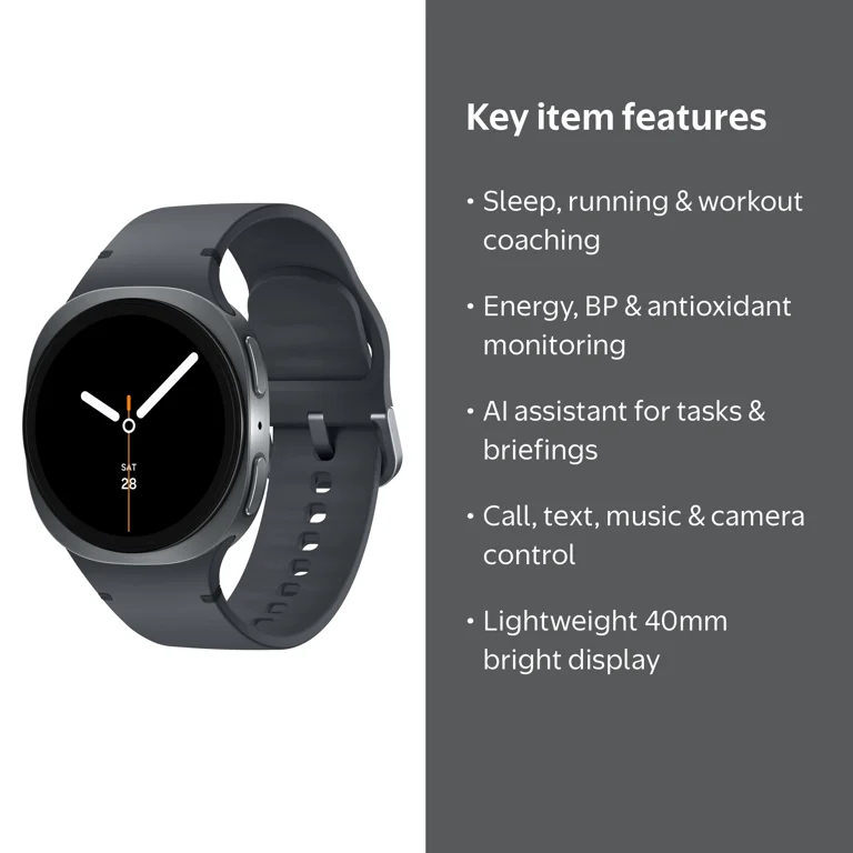 Samsung, Galaxy Watch8, Bluetooth Smart Watch, Graphite, 40mm